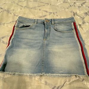 Zara denim jean skirt with stripes size M